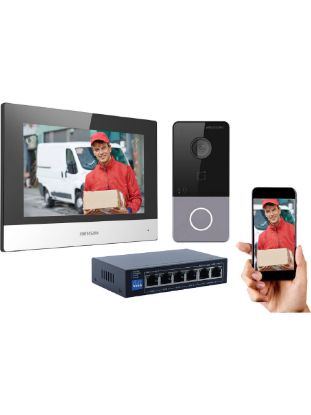 Hikvision Ip Görüntülü Diafon Kapı Telefon Seti resmi